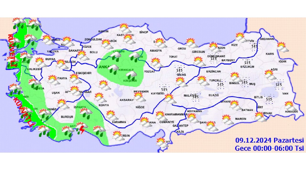 9 Aralık 2024 Pazartesi Türkiye geneli hava durumu raporu yayınlandı! İşte Ankara, Adana, İstanbul, İzmir başta olmak üzere beklenen sıcaklıklar... 2
