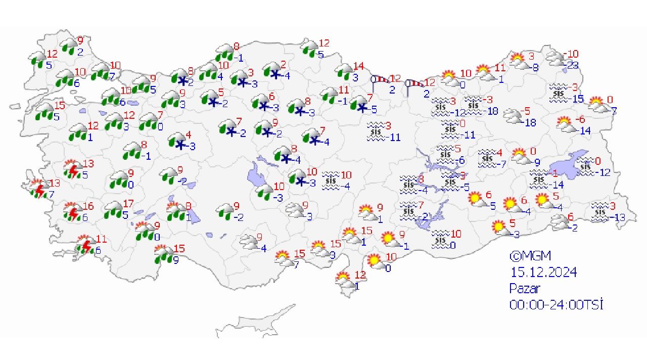 15 Aralık 2024 Türkiye geneli hava durumu raporu yayınlandı! İşte Ankara, İstanbul, Adana ve İzmir'de beklenen sıcaklıklar... 1