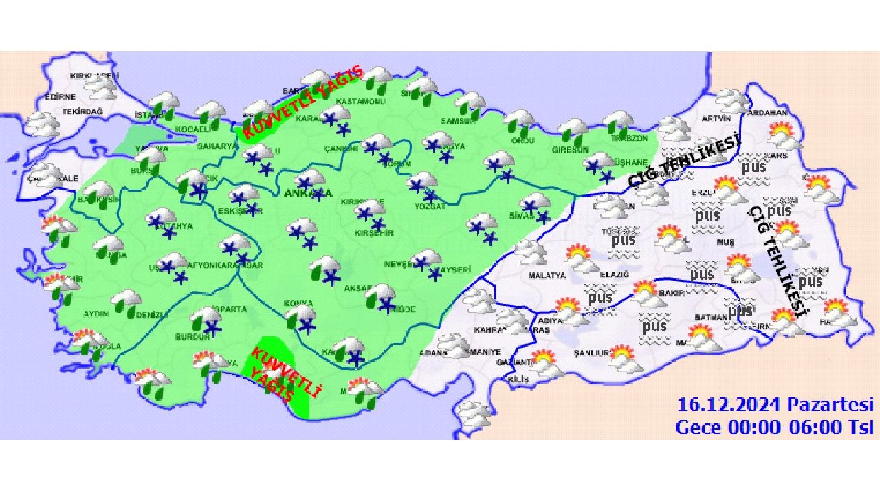 16 Aralık 2024 Pazartesi Türkiye geneli hava durumu raporu yayınlandı! İşte başta Ankara, İstanbul, İzmir, Hatay ve Samsun'da beklenen sıcaklıklar... 2
