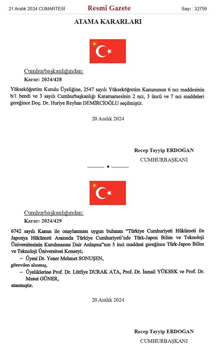 Cumhurbaşkanı Erdoğan imzaladı! Yeni Rektör Atamaları Resmi Gazete’de! 2