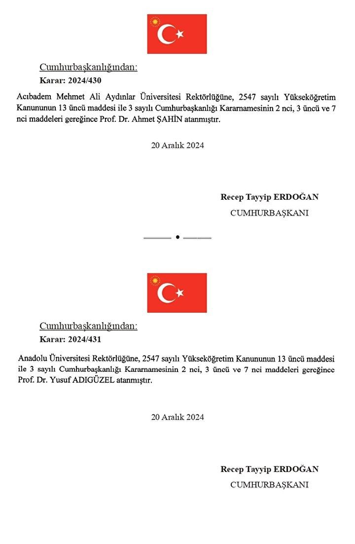 Cumhurbaşkanı Erdoğan imzaladı! Yeni Rektör Atamaları Resmi Gazete’de! 3