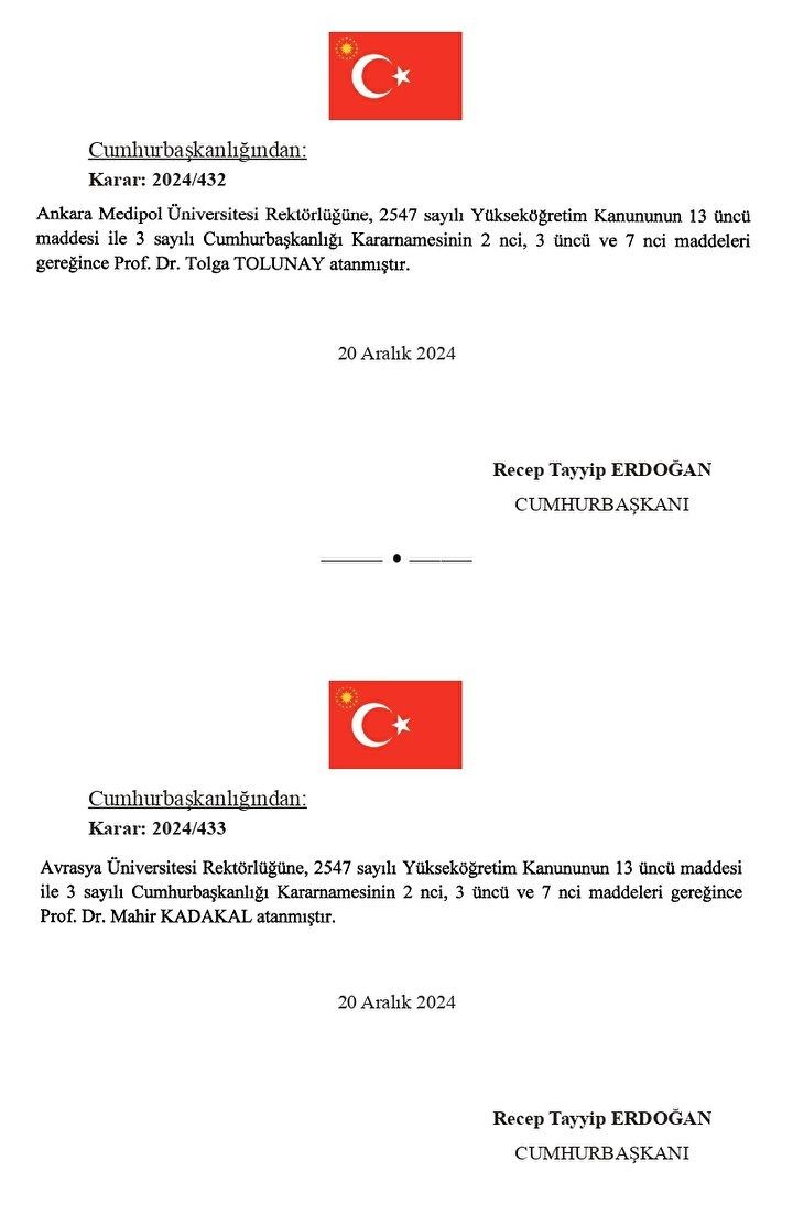 Cumhurbaşkanı Erdoğan imzaladı! Yeni Rektör Atamaları Resmi Gazete’de! 4