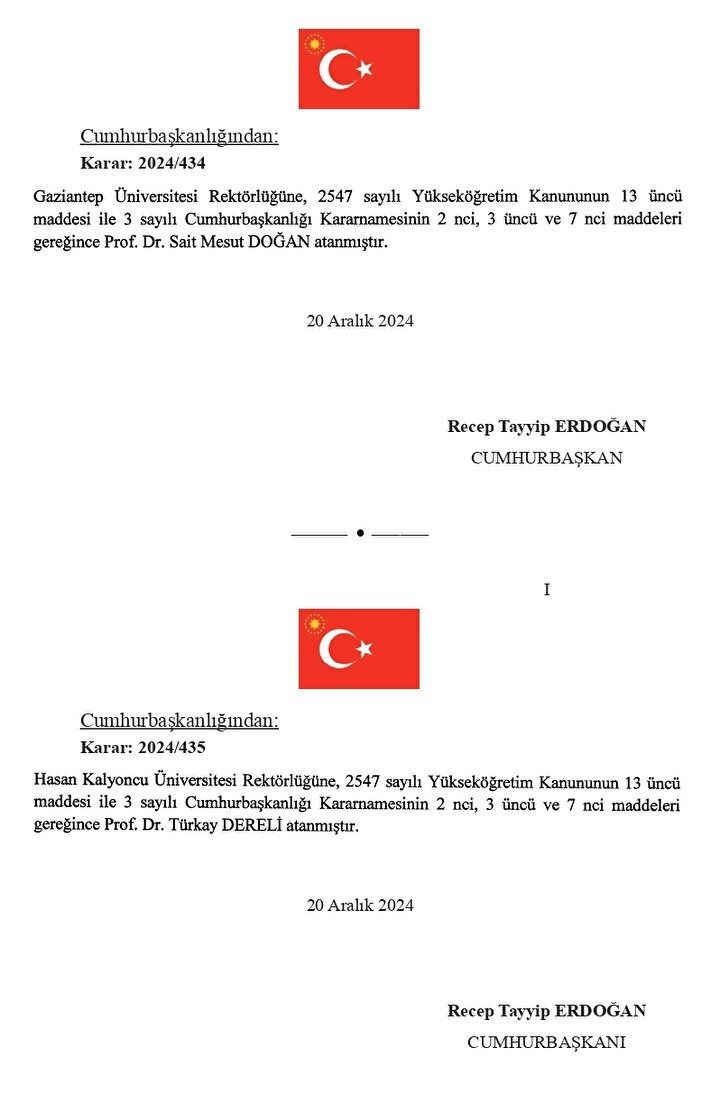 Cumhurbaşkanı Erdoğan imzaladı! Yeni Rektör Atamaları Resmi Gazete’de! 5