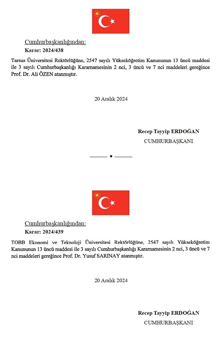 Cumhurbaşkanı Erdoğan imzaladı! Yeni Rektör Atamaları Resmi Gazete’de! 7