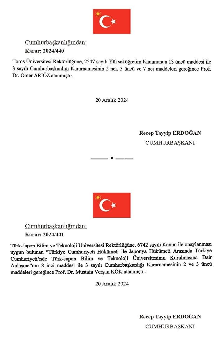 Cumhurbaşkanı Erdoğan imzaladı! Yeni Rektör Atamaları Resmi Gazete’de! 8