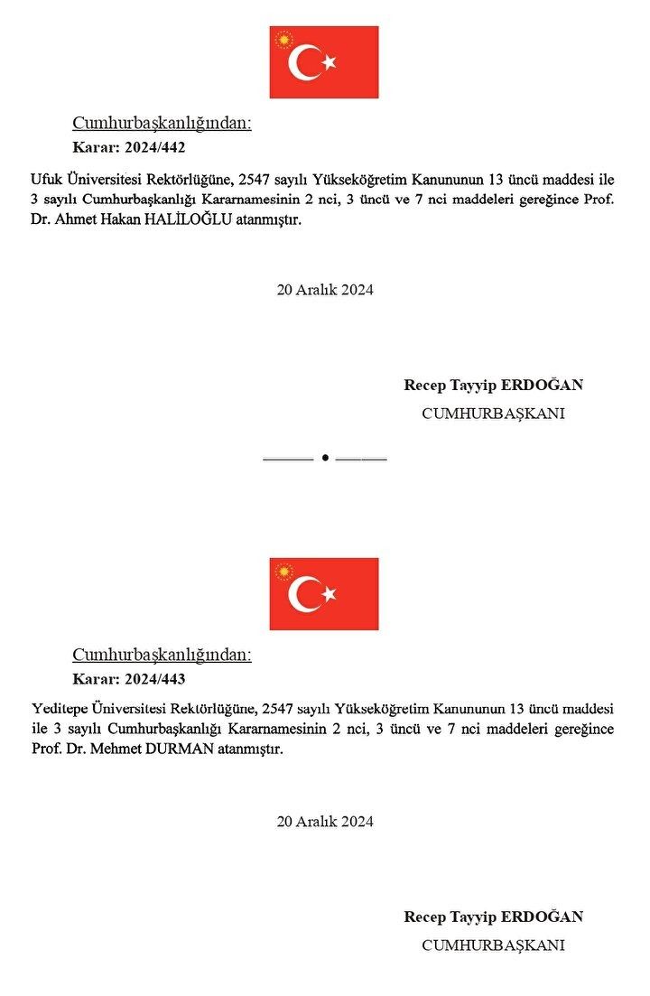 Cumhurbaşkanı Erdoğan imzaladı! Yeni Rektör Atamaları Resmi Gazete’de! 9