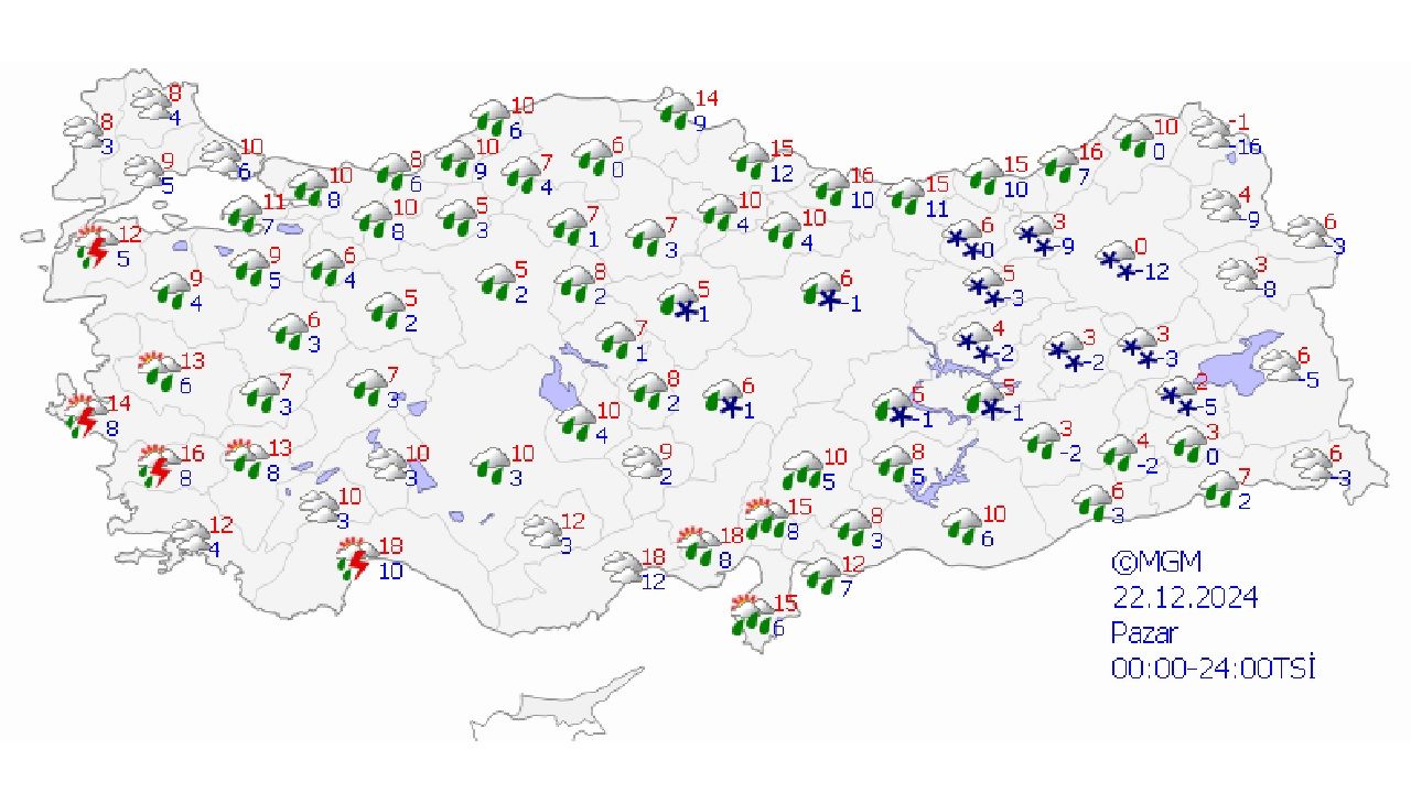 22 Aralık 2024 Pazar yurt geneli hava durumu raporu yayınlandı! İşte İstanbul, Ankara ve İzmir'de beklenen sıcaklıklar... 2