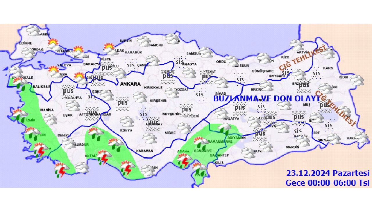 23 Aralık 2024 Pazartesi yurt geneli hava durumu raporu geldi! İşte Ankara, İzmir, Antalya ve İstanbul'da beklenen hava durumu... 2