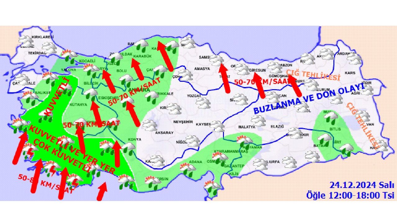 24 Aralık 2024 Salı Türkiye geneli hava durumu! İşte Ankara, İstanbul, İzmir, Adana'da beklenen sıcaklıklar... 4