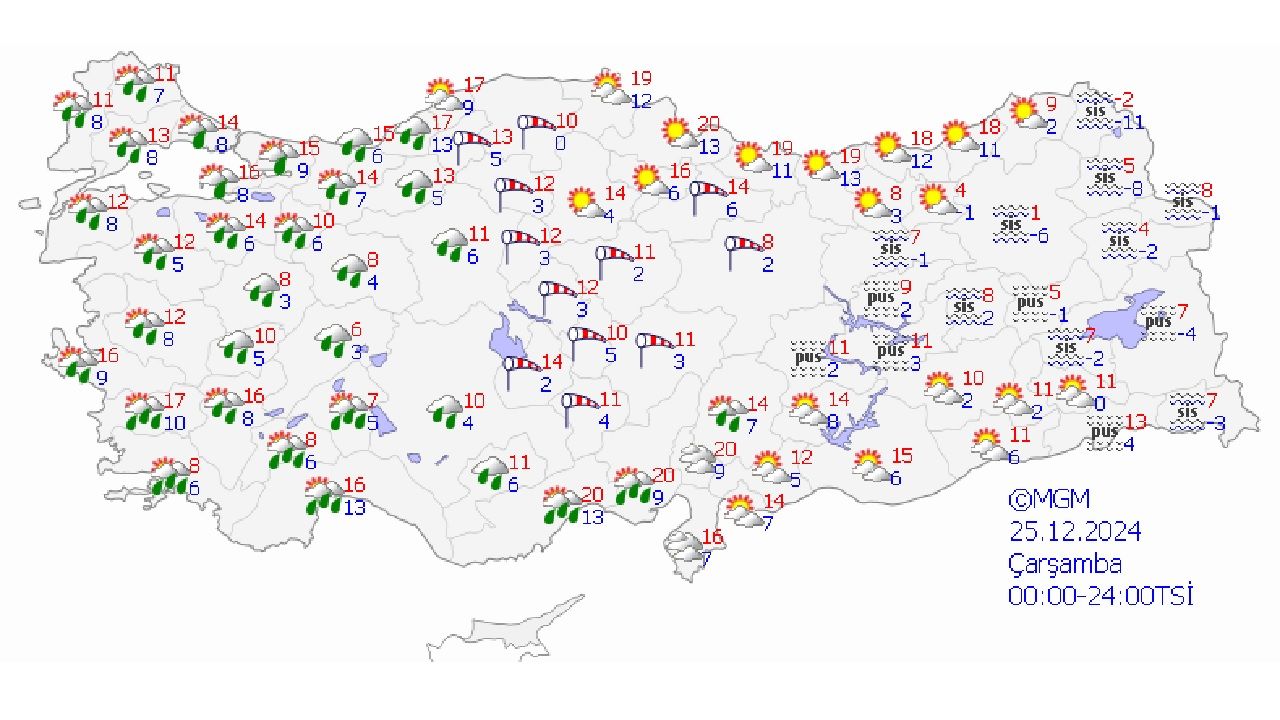 25 Aralık 2024 Çarşamba Türkiye geneli hava durumu! İşte Ankara, İstanbul, İzmir ve Adana'da beklenen sıcaklıklar... 1