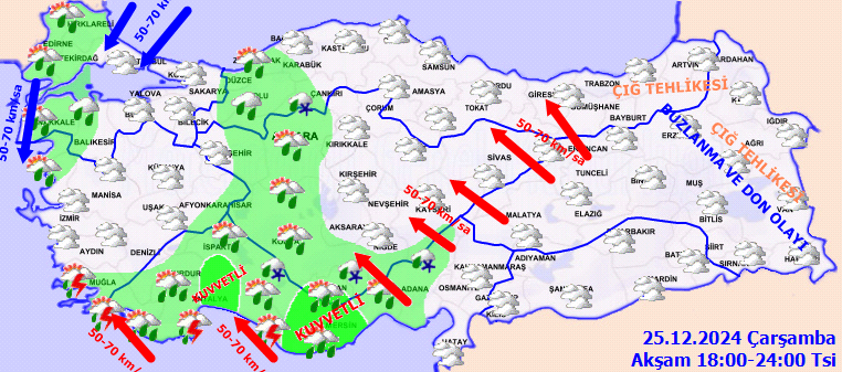 İstanbul dahil çok sayıda kent için sağanak uyarısı! Meteoroloji saat verdi! İşte 25 Aralık Çarşamba hava durumu tahminleri... 6