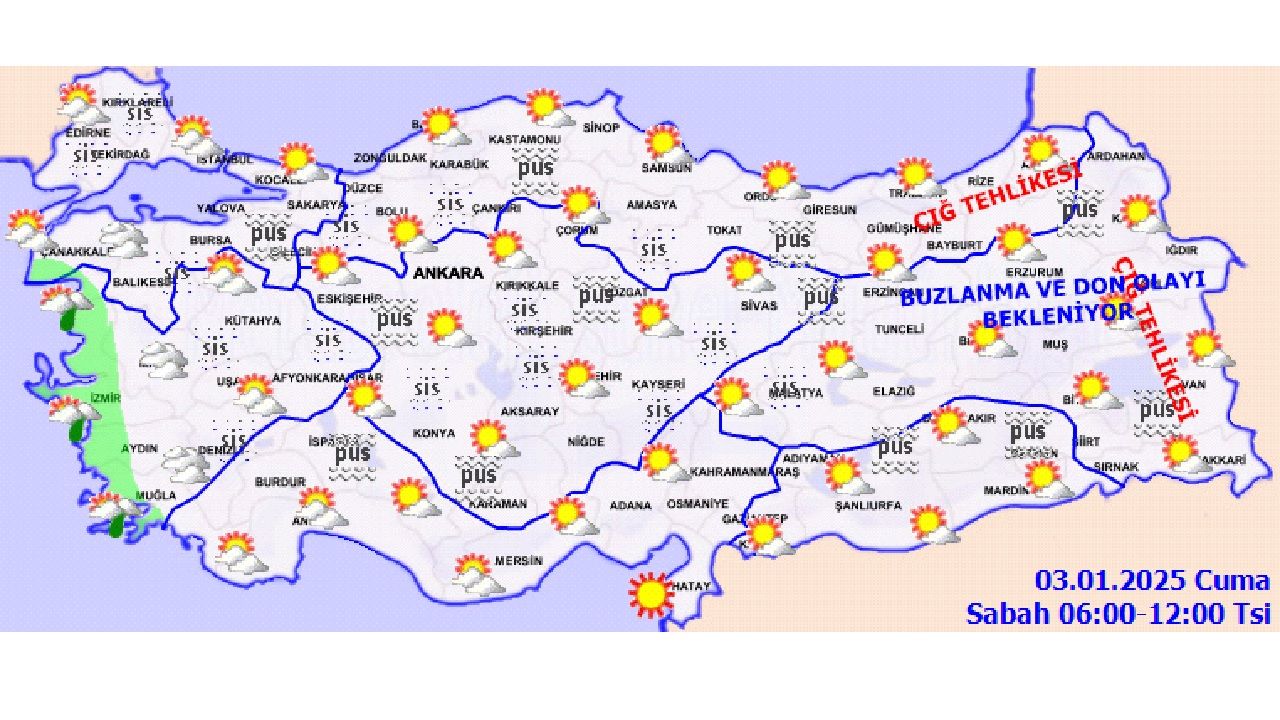 3 Ocak 2025 Türkiye geneli hava durumu raporu yayınlandı! İşte il il beklenen sıcaklıklar... 3