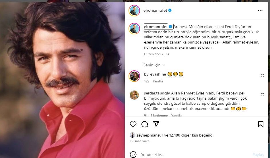 Ferdi Tayfur’un ölümü sanat camiasını yasa boğdu! İşte ünlülerden başsağlığı mesajları 11