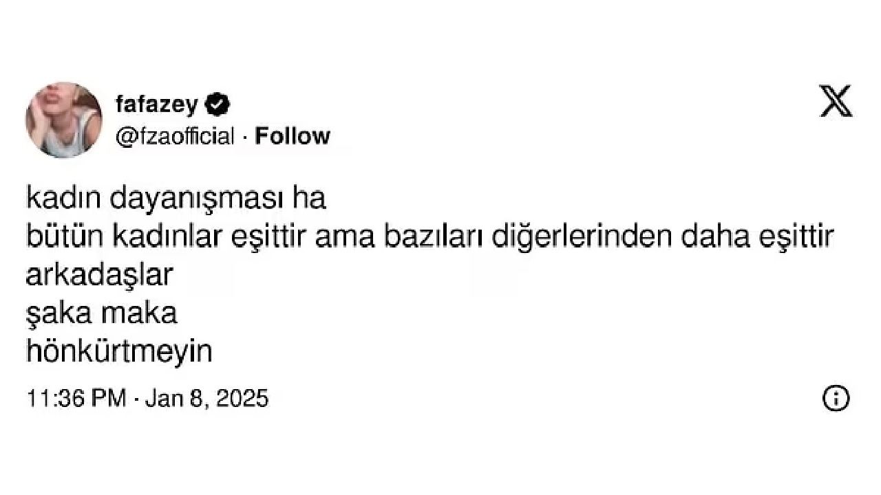 Farah Zeynep Abdullah'tan ID İletişim olayına imalı yorum! "Bütün kadınlar eşittir ama bazıları diğerlerinden daha eşittir" 5