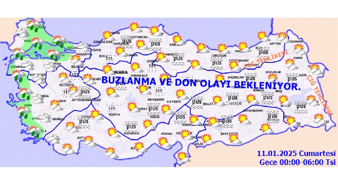 11 Ocak 2025 Türkiye geneli için hava durumu tahmin raporu yayınlandı! İşte başta İzmir, Ankara ve İstanbul olmak üzere il il beklenen sıcaklıklar... 2