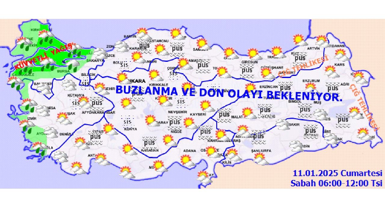 11 Ocak 2025 Türkiye geneli için hava durumu tahmin raporu yayınlandı! İşte başta İzmir, Ankara ve İstanbul olmak üzere il il beklenen sıcaklıklar... 3