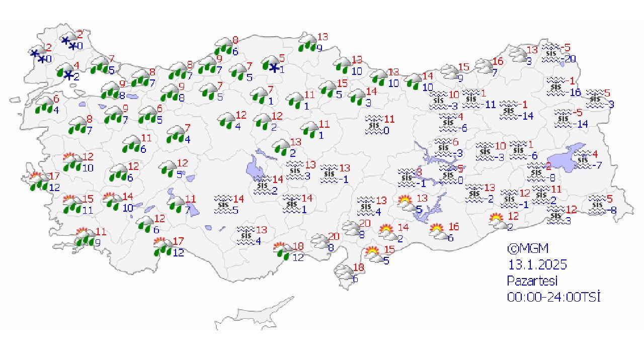 13 Ocak 2025 yurt geneli hava durumu! İşte İstanbul, Ankara, İzmir ve Antalya'da beklenen sıcaklıklar... 2