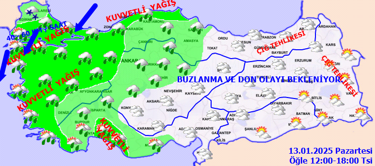 İstanbul dahil 13 ile sarı kodlu uyarı! Kuvvetli yağış gün boyu etkili olacak... İşte Türkiye geneli 13 Ocak hava durumu... 5