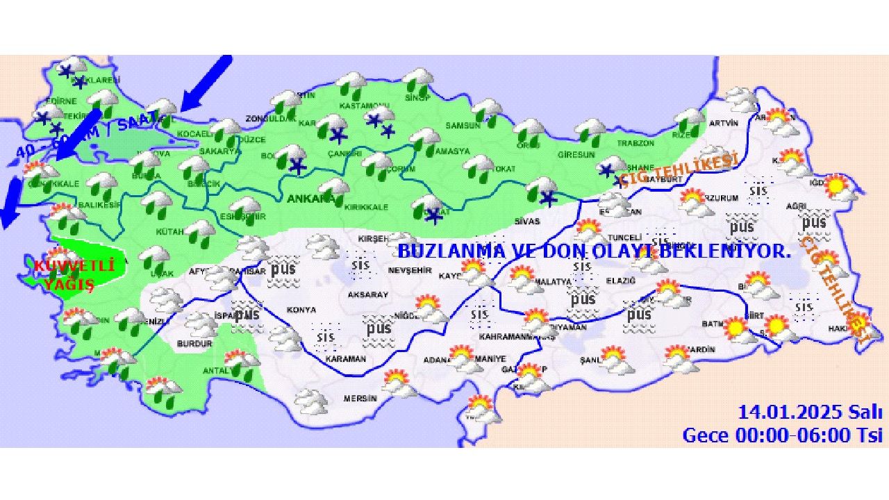 Meteoroloji 14 Ocak 2025 Salı günü hava durumu tahminlerini açıkladı! İşte il il hava durumu... 2