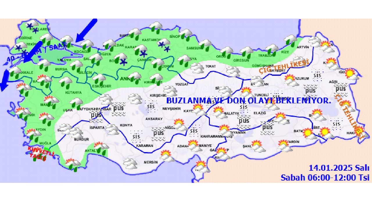 Meteoroloji 14 Ocak 2025 Salı günü hava durumu tahminlerini açıkladı! İşte il il hava durumu... 3