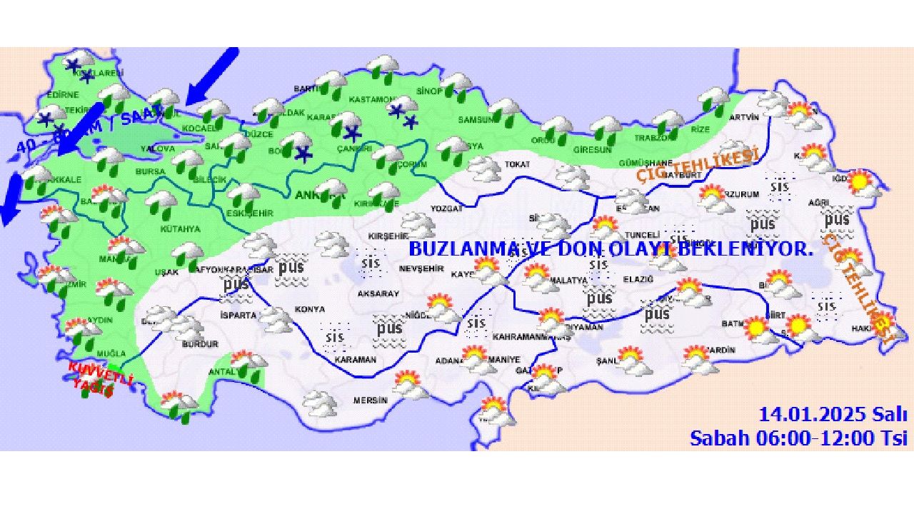 Meteoroloji 14 Ocak 2025 Salı günü hava durumu tahminlerini açıkladı! İşte il il hava durumu... 4