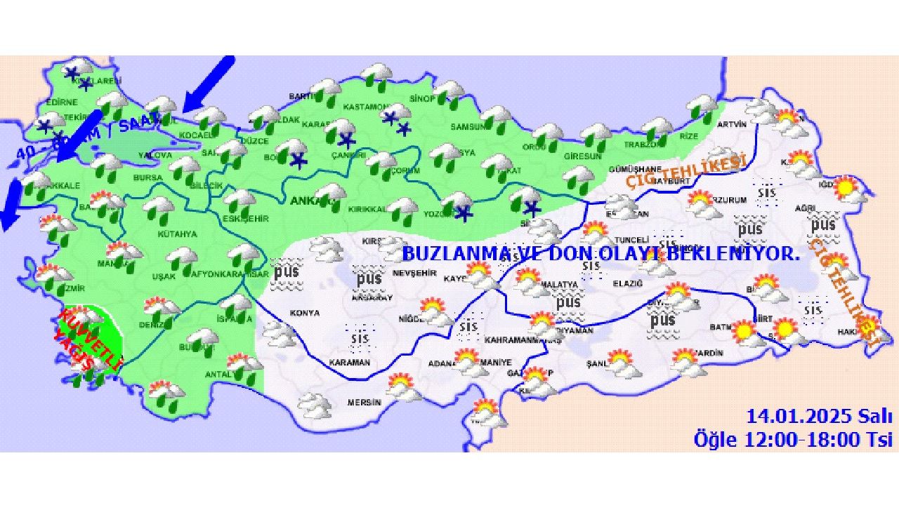 Meteoroloji 14 Ocak 2025 Salı günü hava durumu tahminlerini açıkladı! İşte il il hava durumu... 6