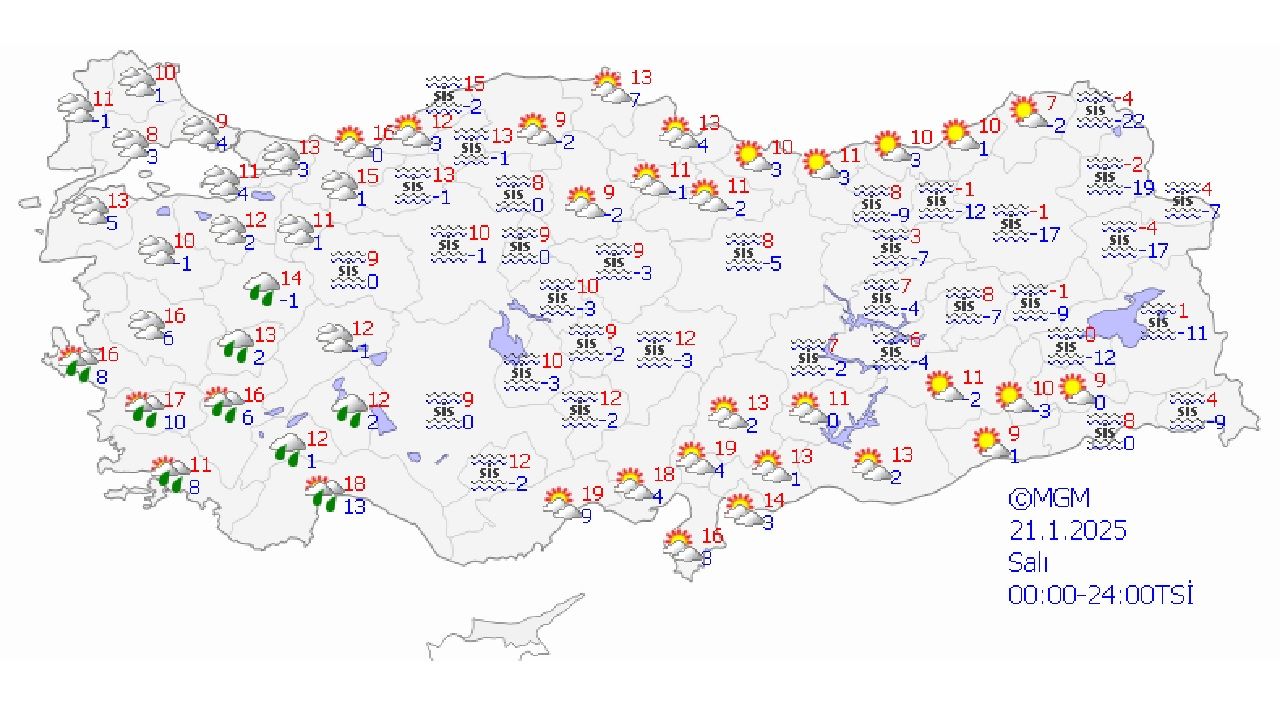 21 Ocak 2025 Türkiye geneli hava durumu raporu yayınlandı! İşte Ankara, İzmir, Bursa, İstanbul başta olmak üzere beklenen sıcaklıklar... 1