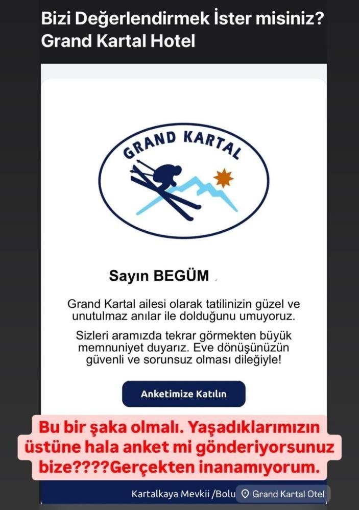 Bu ne vicdansızlık! 78 cana mezar olan Grand Kartal Otel, müşterilerine utanmadan memnuniyet anketi gönderdi! 5
