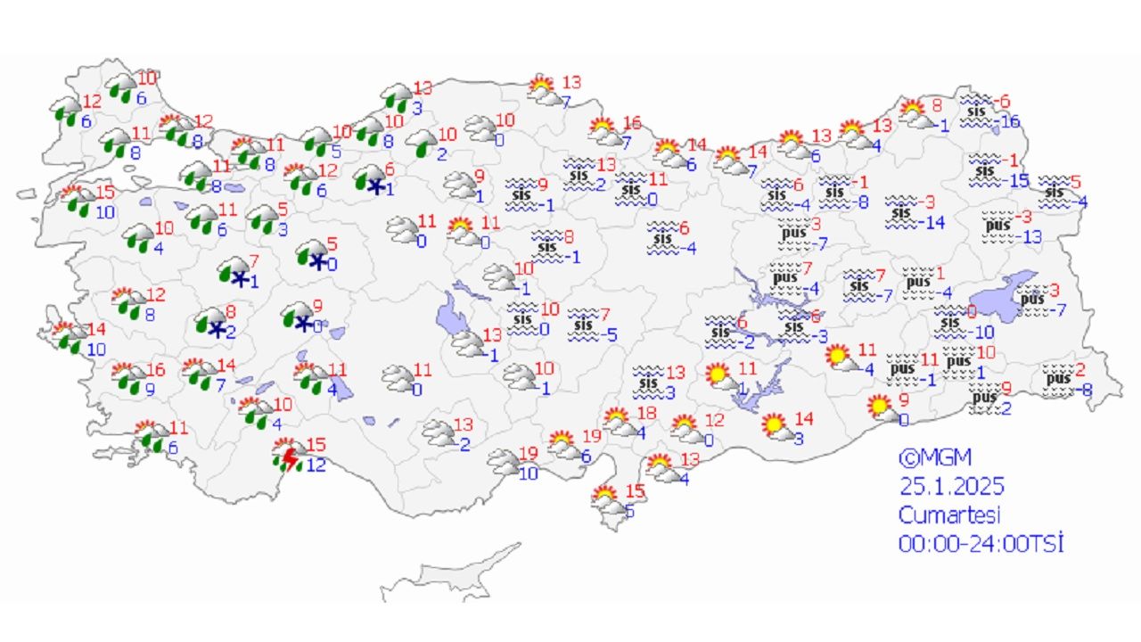 25 Ocak 2025 Meteoroloji hava tahmin raporunu yayınladı! İşte il il hava durumu... 1