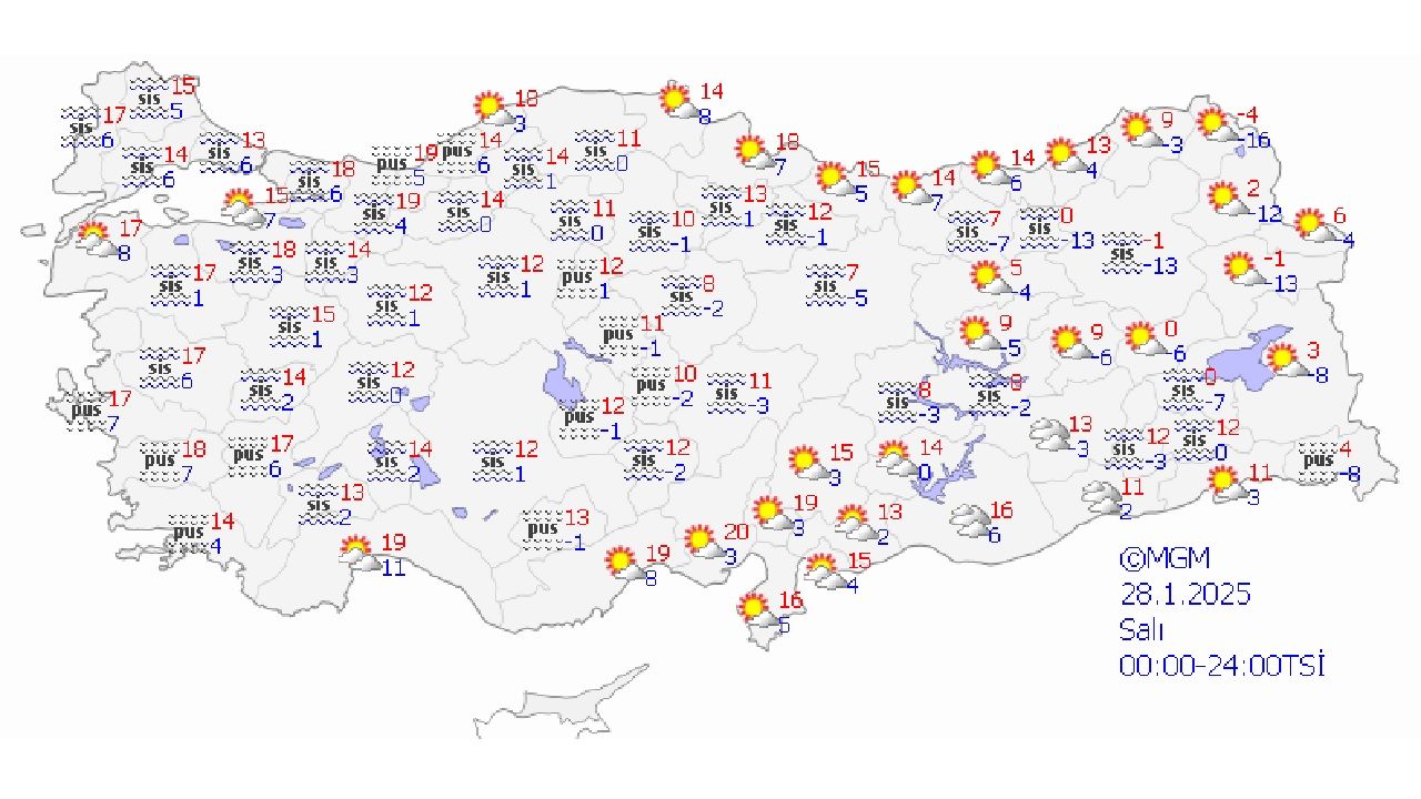28 Ocak 2025 Salı hava durumu! İşte yurt genelinde beklenen sıcaklıklar... 1