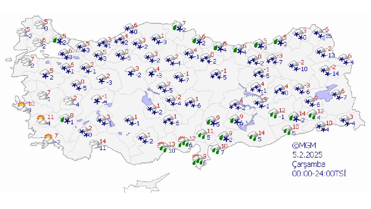 5 Şubat 2025 Çarşamba kuvvetli yağış ve kar yağışına dikkat! 2