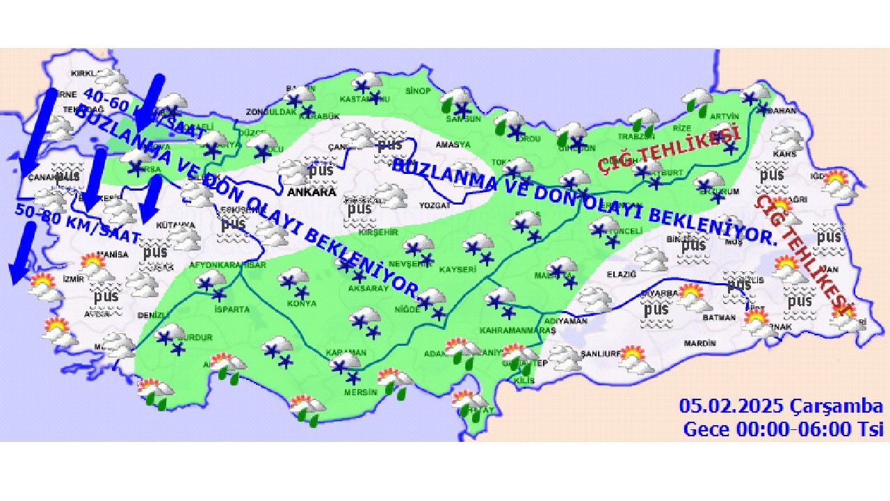 5 Şubat 2025 Çarşamba kuvvetli yağış ve kar yağışına dikkat! 4