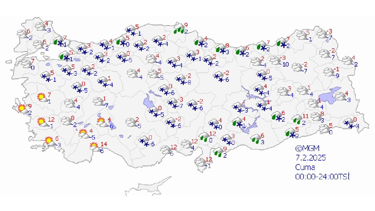 7 Şubat 2025 Cuma yurt geneli hava durumu tahminleri geldi! Yağış ve soğuk devam edecek... 1