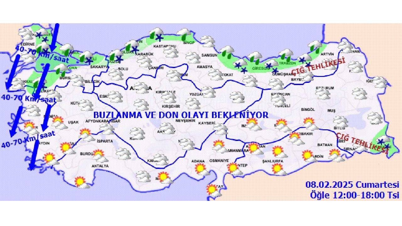 8 Şubat 2025 Yurt geneli hava durumu! Yurdun büyük bölümünde yağış ve rüzgara dikkat... 4