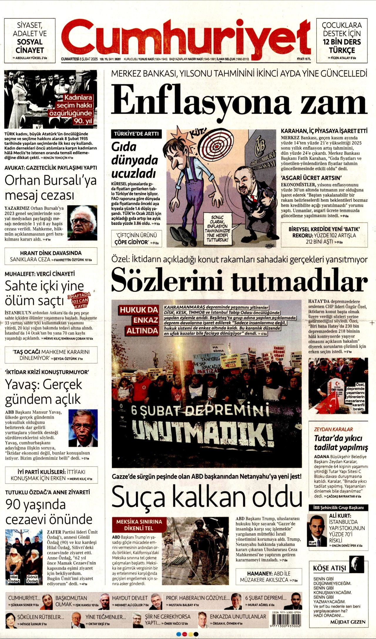 8 Şubat Cumartesi gazete manşetleri! Hürriyet, Milliyet, Sabah, Takvim, Cumhuriyet, Sözcü manşetleri... 4