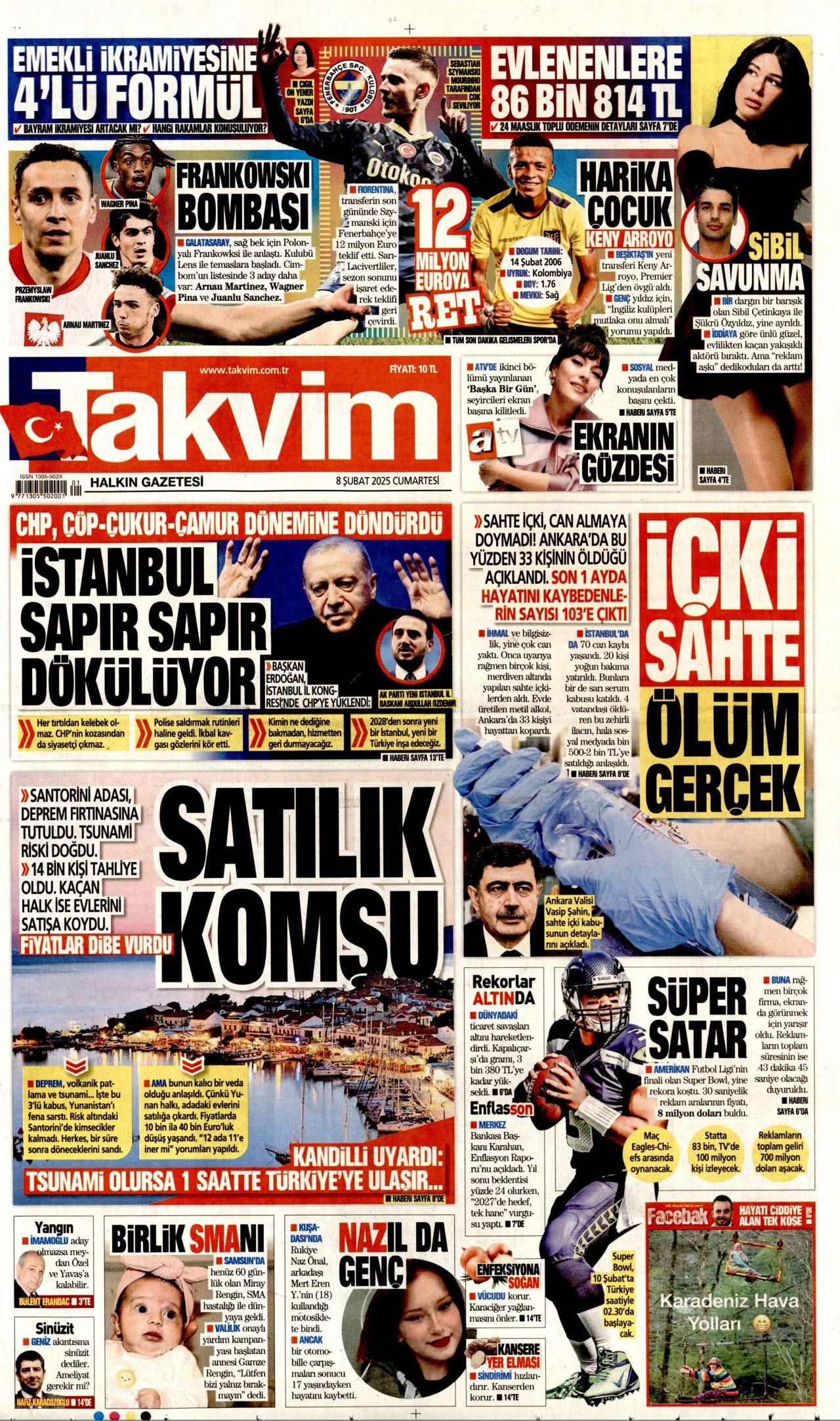 8 Şubat Cumartesi gazete manşetleri! Hürriyet, Milliyet, Sabah, Takvim, Cumhuriyet, Sözcü manşetleri... 7