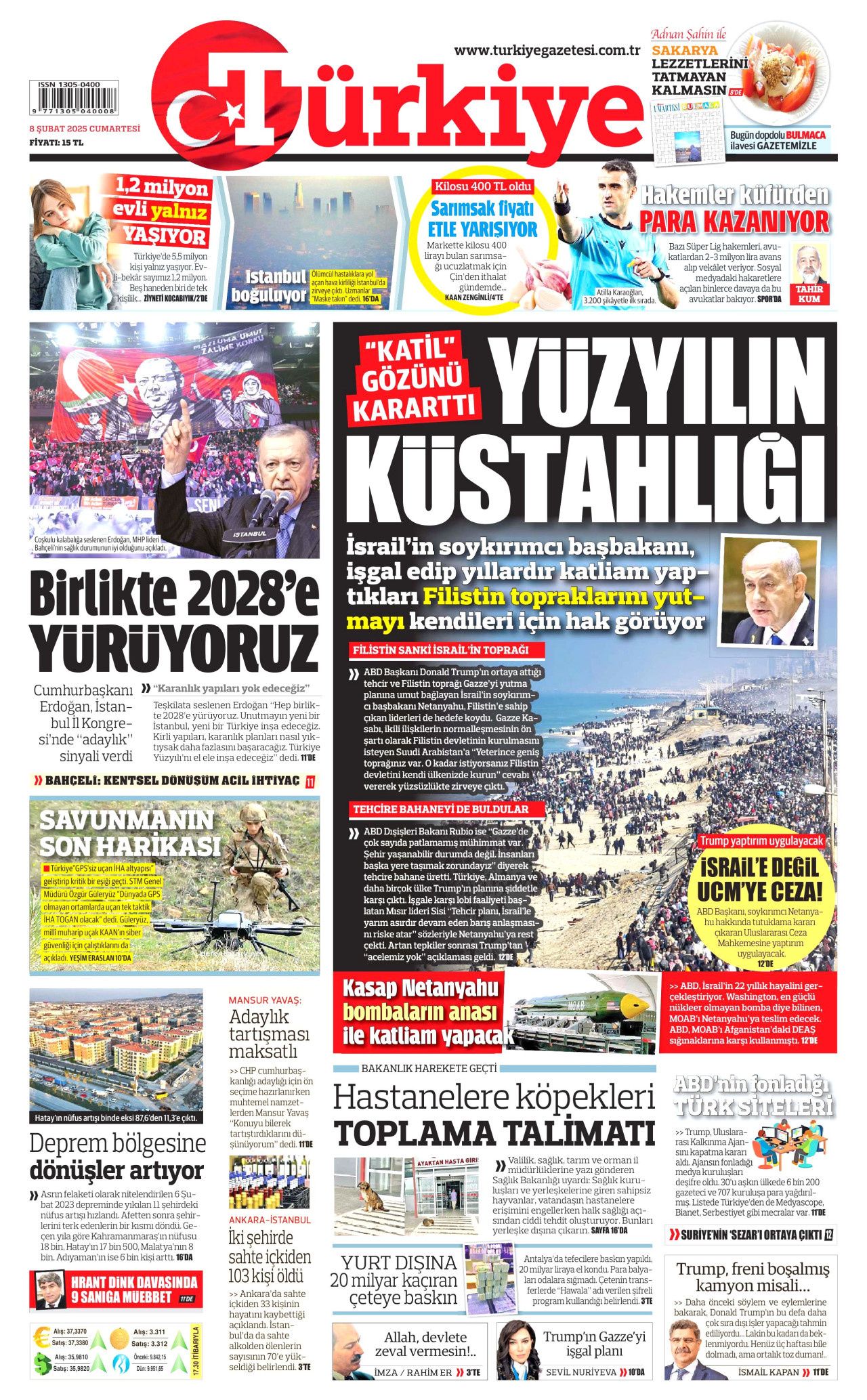 8 Şubat Cumartesi gazete manşetleri! Hürriyet, Milliyet, Sabah, Takvim, Cumhuriyet, Sözcü manşetleri... 5