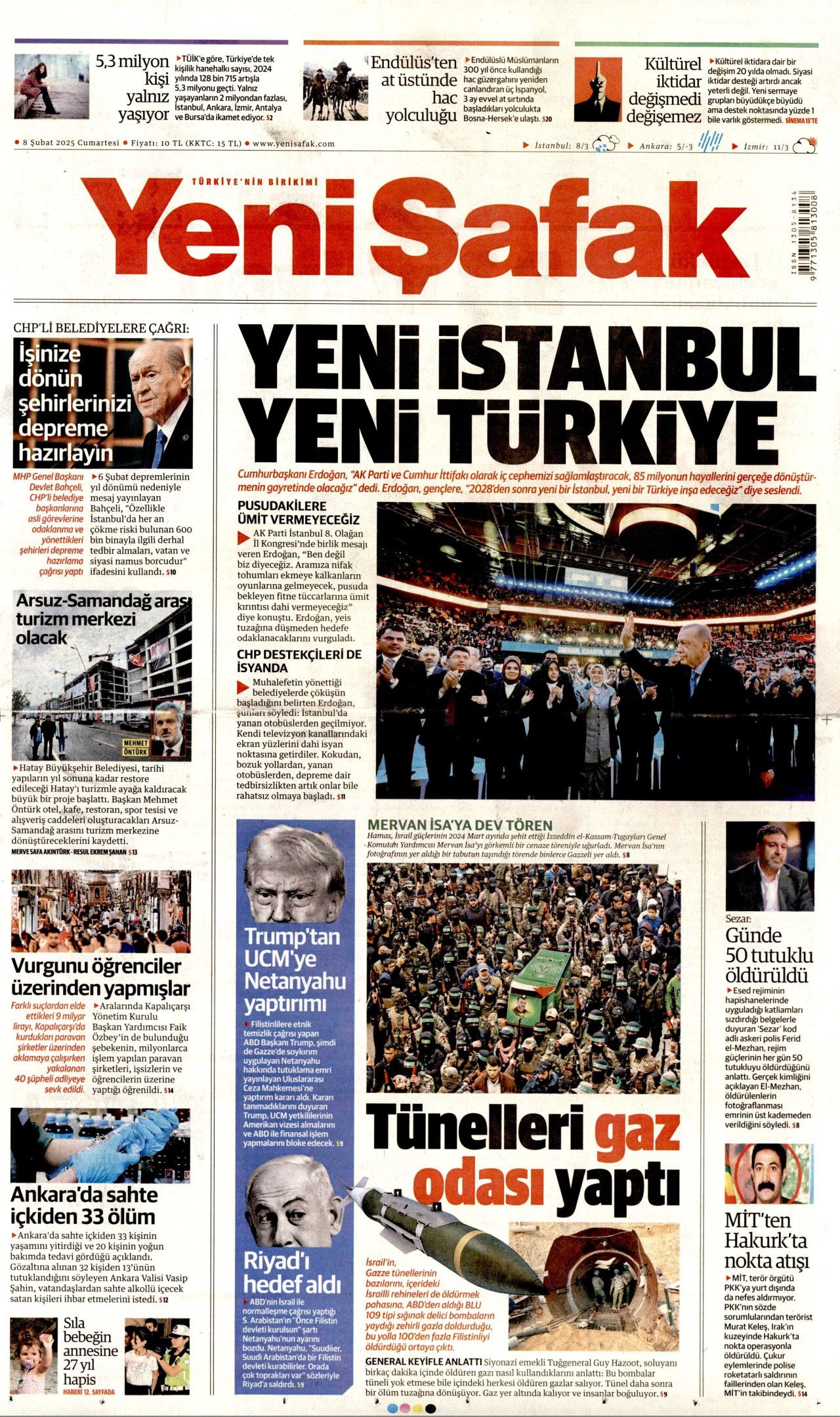 8 Şubat Cumartesi gazete manşetleri! Hürriyet, Milliyet, Sabah, Takvim, Cumhuriyet, Sözcü manşetleri... 6