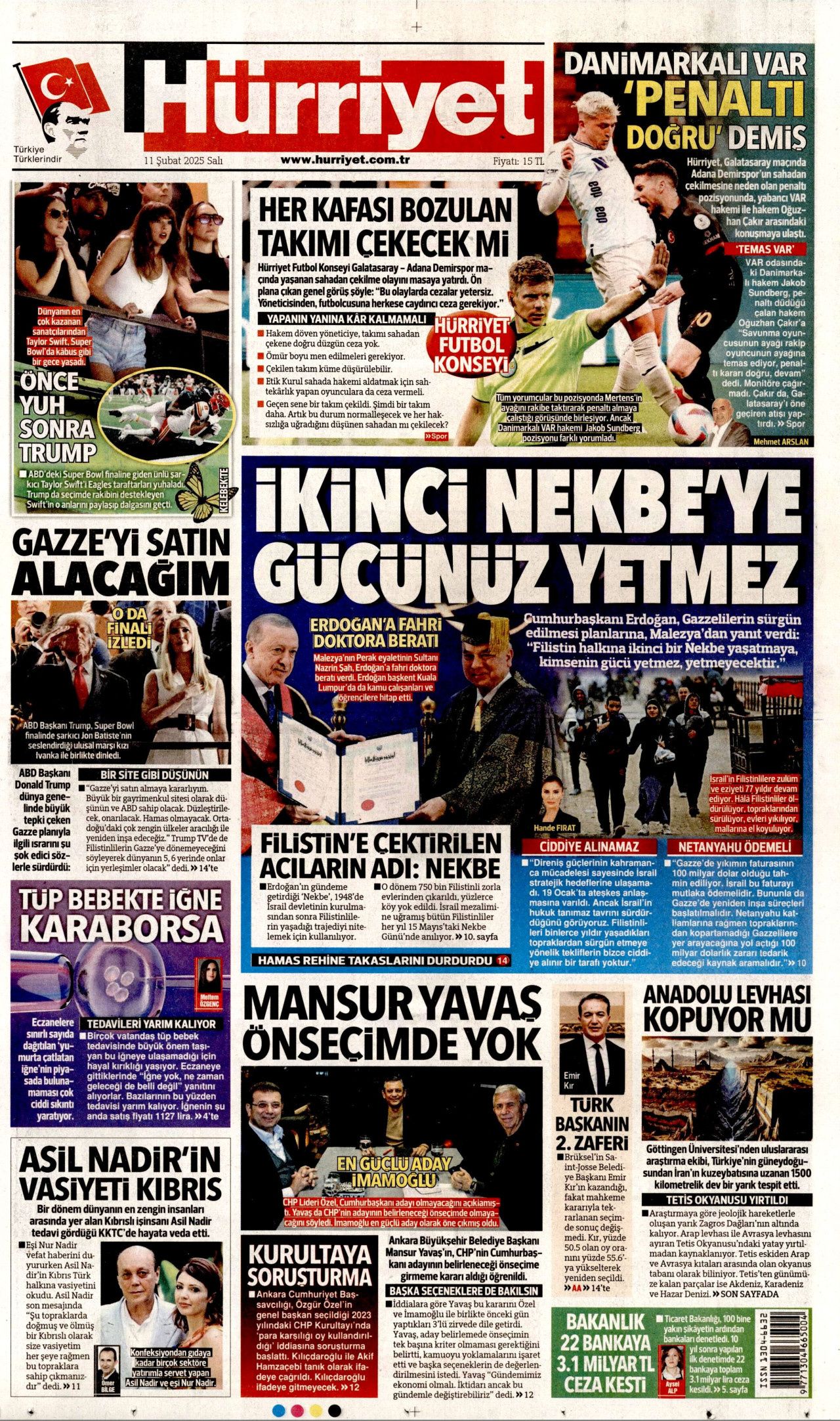 Köpek başına 72 bin TL ceza! Belediyelere kaçış yok... İşte 11 Şubat Salı gazete manşetleri! Hürriyet, Milliyet, Sabah, Takvim, Türkiye manşetleri... 2