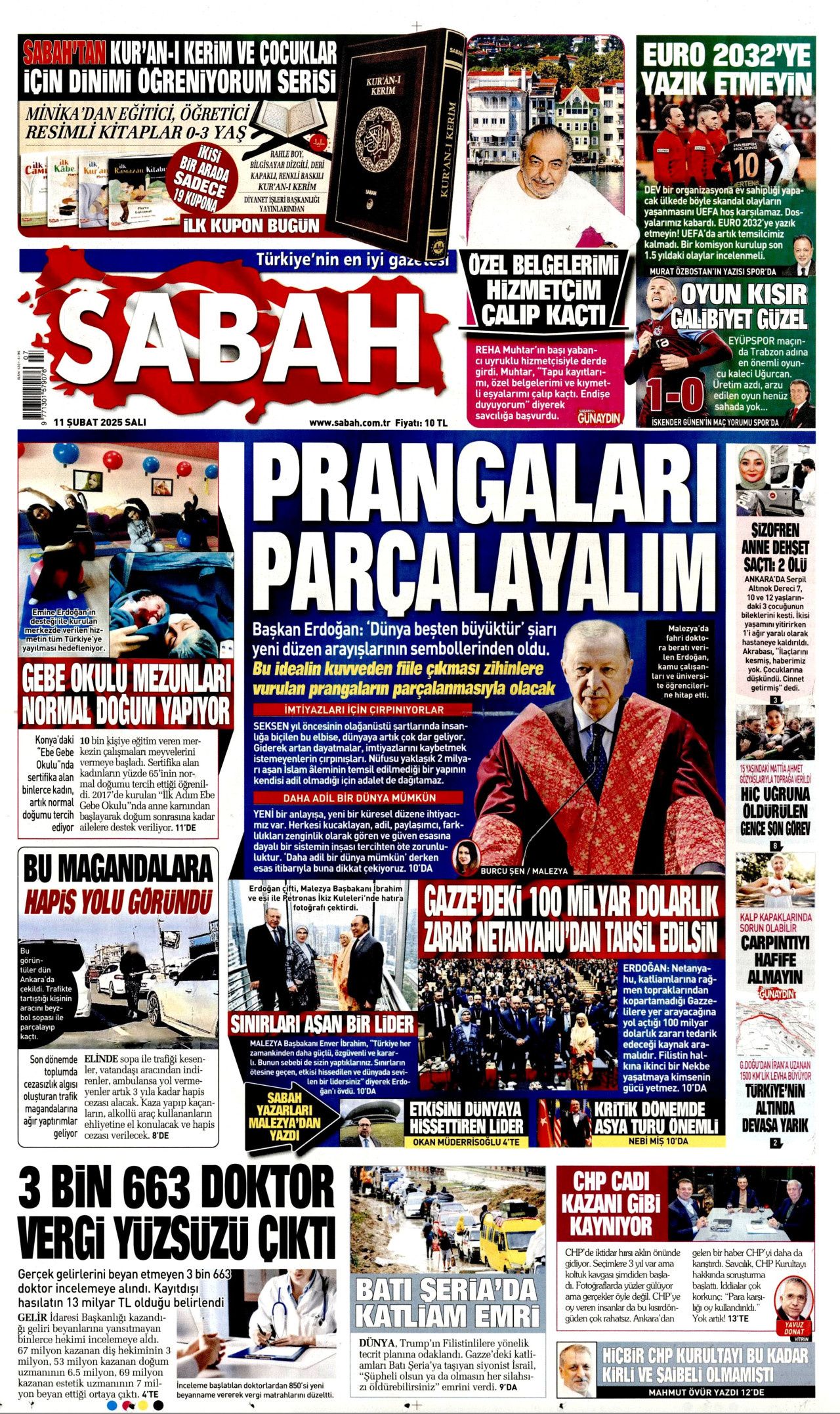 Köpek başına 72 bin TL ceza! Belediyelere kaçış yok... İşte 11 Şubat Salı gazete manşetleri! Hürriyet, Milliyet, Sabah, Takvim, Türkiye manşetleri... 3