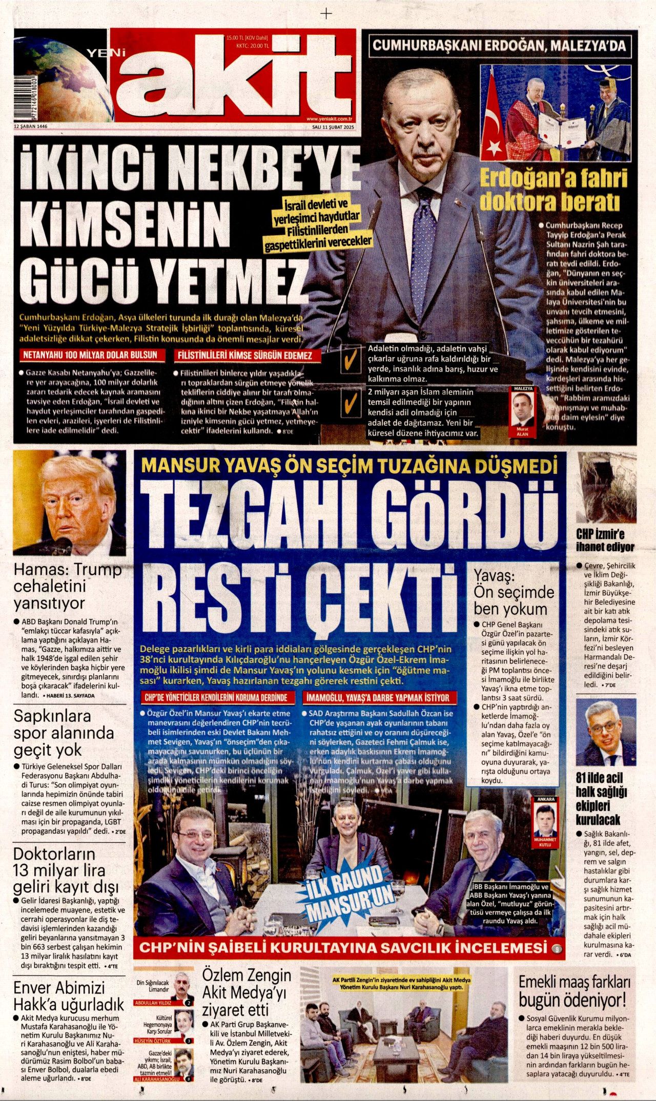 Köpek başına 72 bin TL ceza! Belediyelere kaçış yok... İşte 11 Şubat Salı gazete manşetleri! Hürriyet, Milliyet, Sabah, Takvim, Türkiye manşetleri... 11