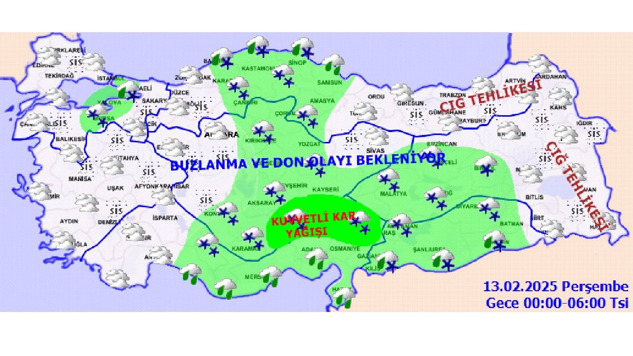 13 Şubat 2025 Meteoroloji yurt geneli hava durumu tahmin raporunu yayınladı! Kuvvetli sağanak ve kar yağışına dikkat! 3