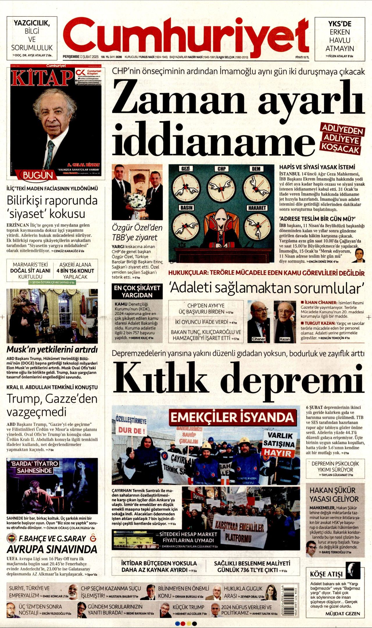 Trump'ın tehcir dayatmasına dünyadan tepki: Gazzeli değil İsrail gitsin! İşte 13 Şubat Perşembe gazete manşetleri... 6