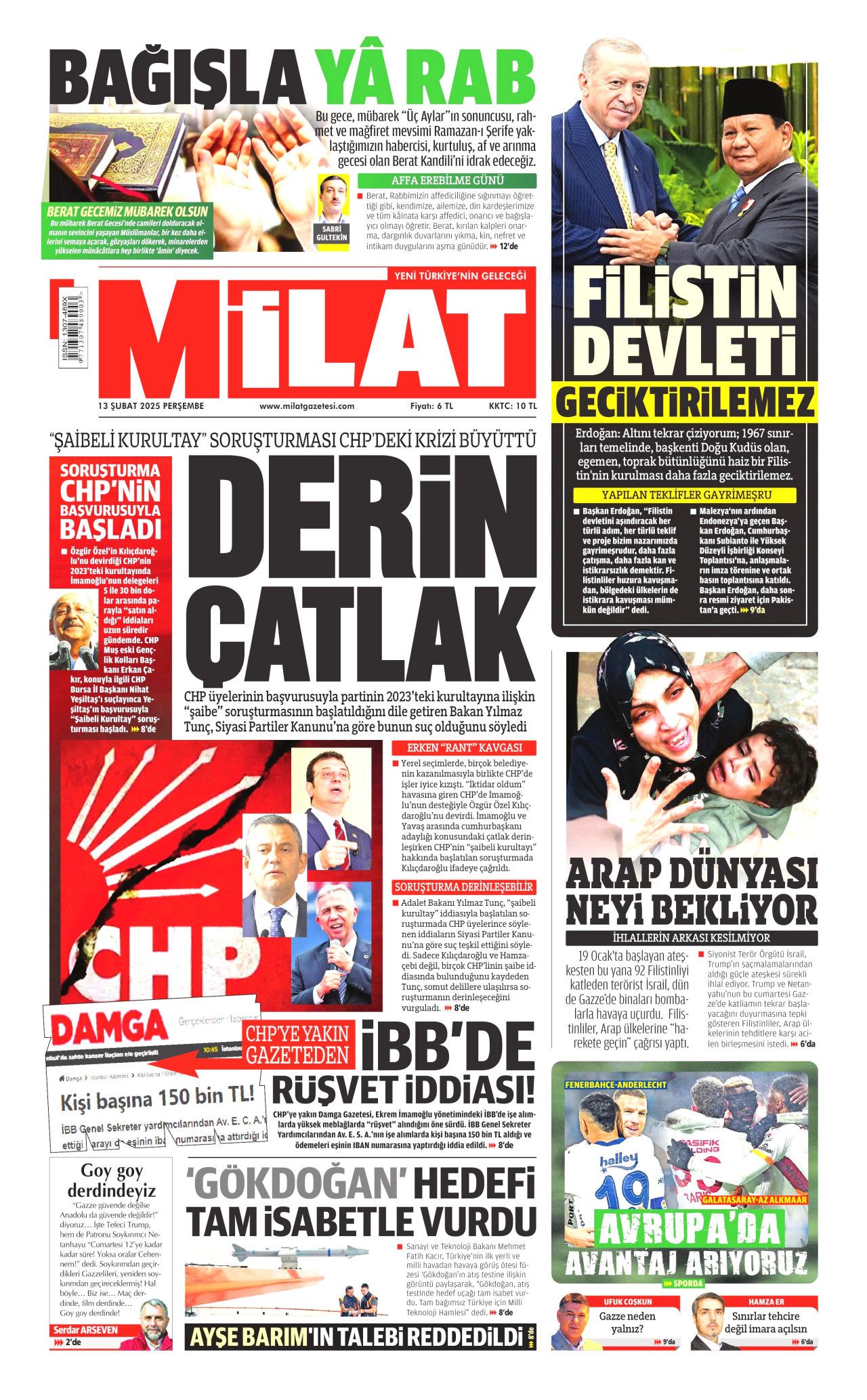 Trump'ın tehcir dayatmasına dünyadan tepki: Gazzeli değil İsrail gitsin! İşte 13 Şubat Perşembe gazete manşetleri... 13