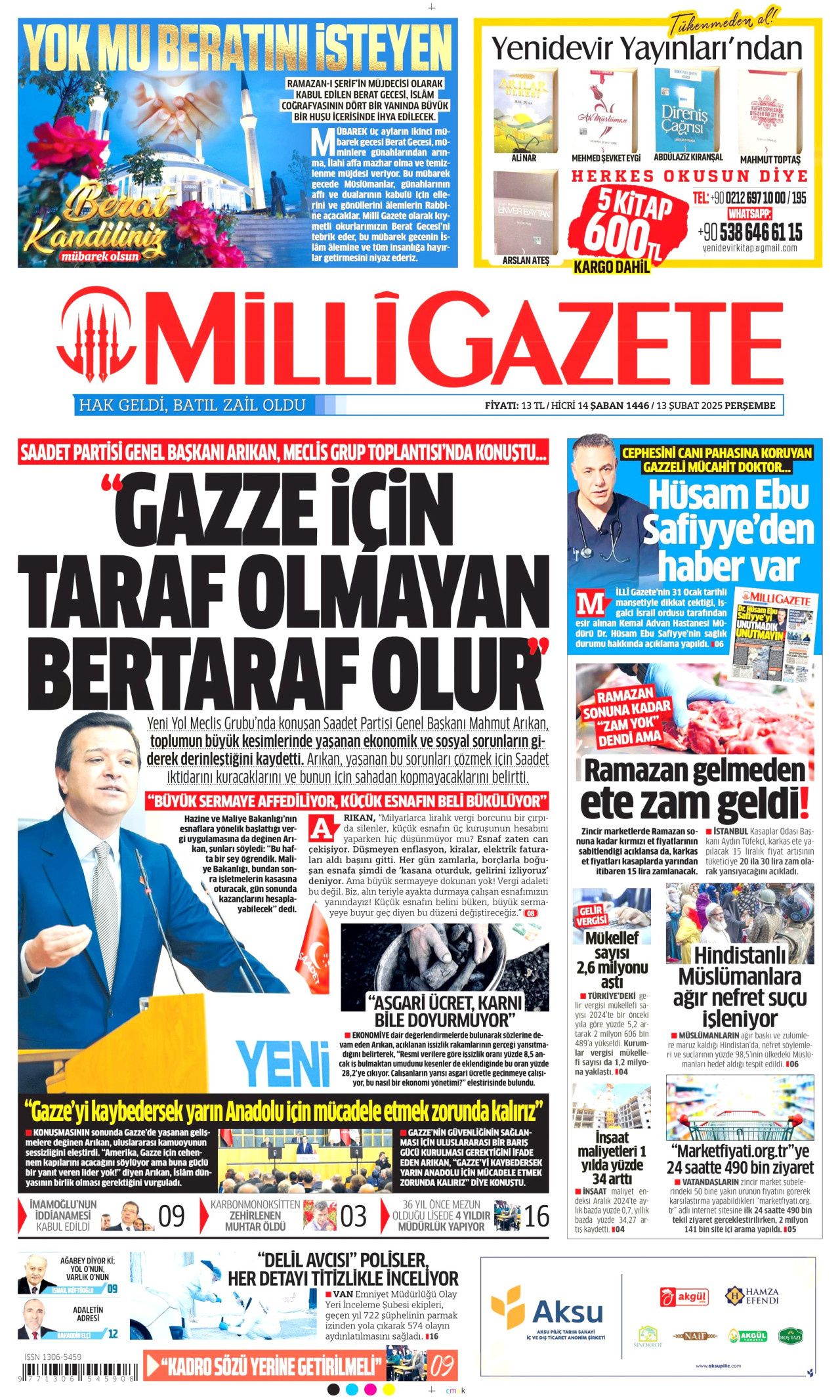 Trump'ın tehcir dayatmasına dünyadan tepki: Gazzeli değil İsrail gitsin! İşte 13 Şubat Perşembe gazete manşetleri... 15
