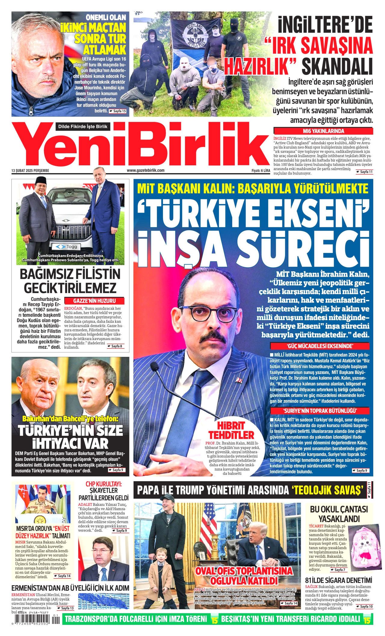Trump'ın tehcir dayatmasına dünyadan tepki: Gazzeli değil İsrail gitsin! İşte 13 Şubat Perşembe gazete manşetleri... 14