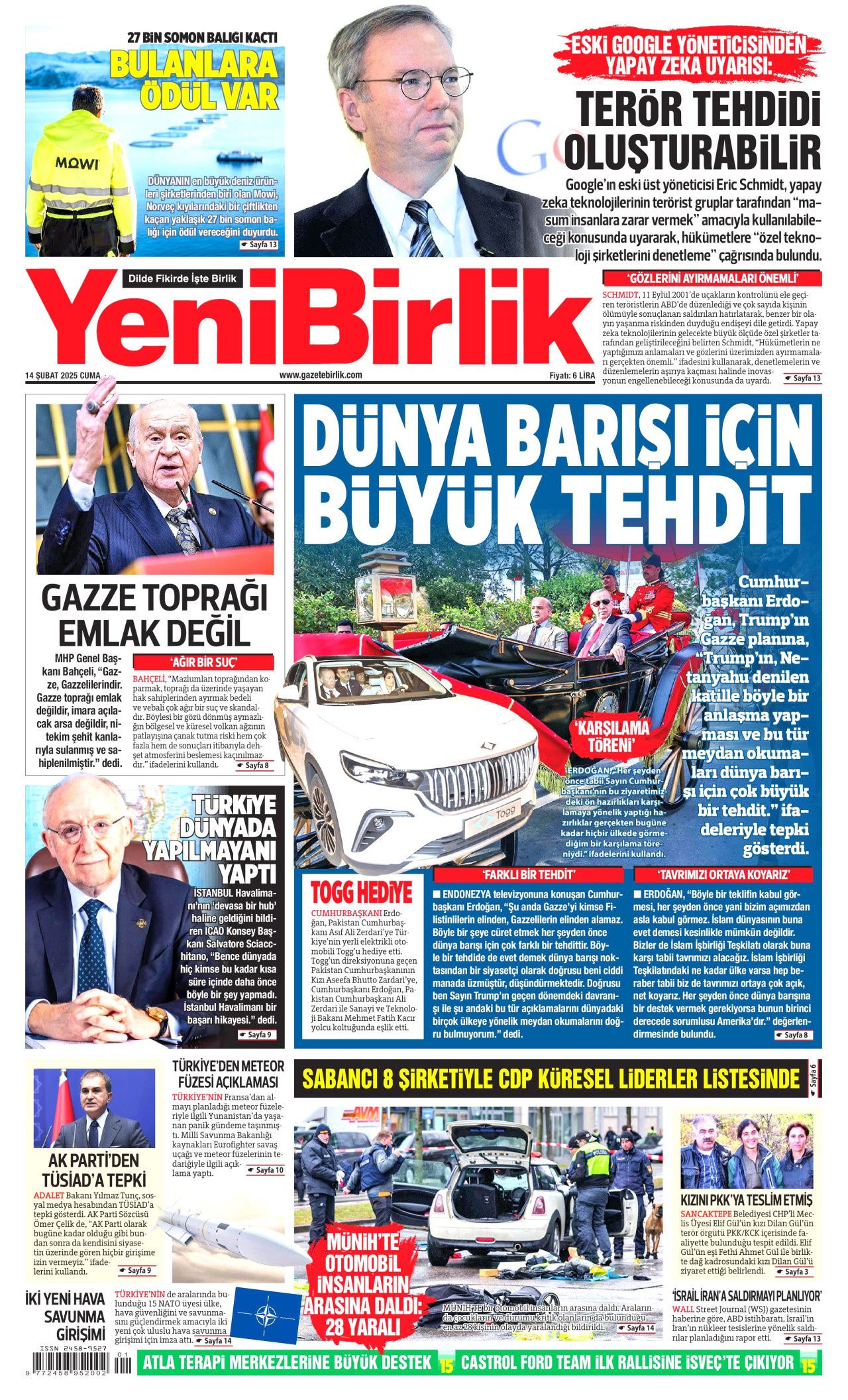 Patronlar Kulübü'nün eski Türkiye özlemi hortladı! 14 Şubat Cuma Hürriyet, Milliyet, Sabah, Takvim, Cumhuriyet, Sözcü gazete manşetleri... 15