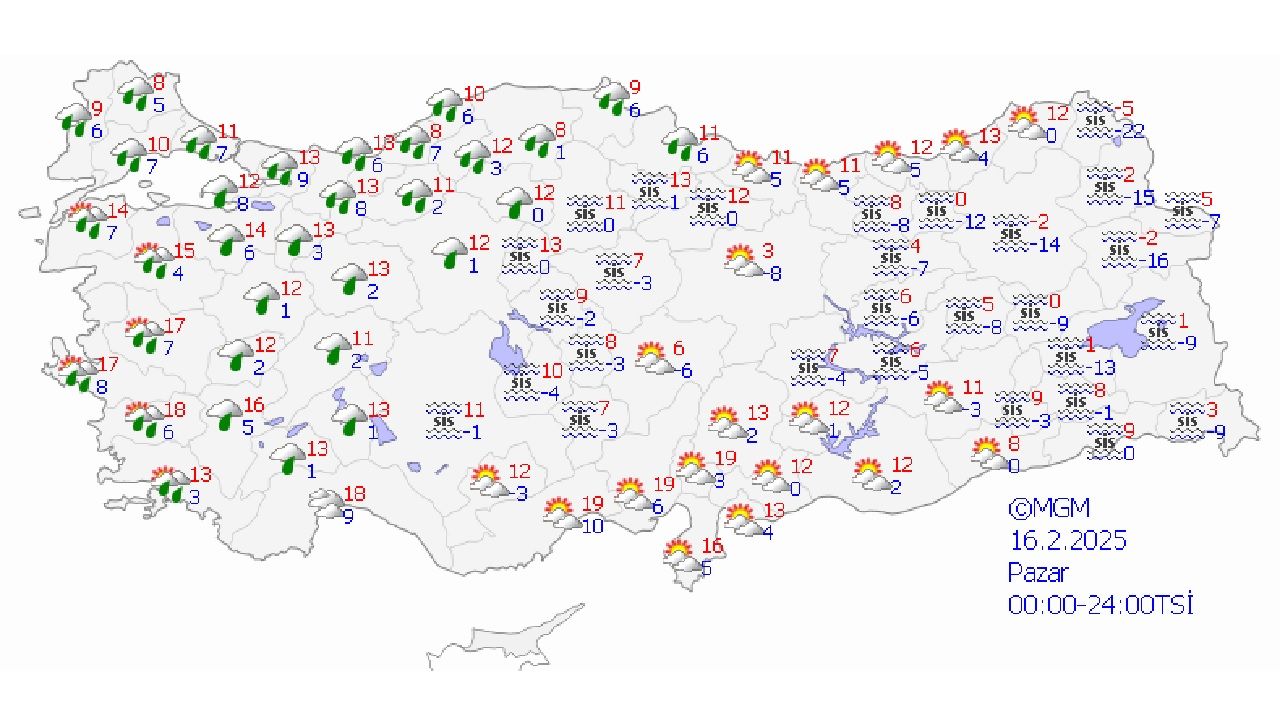 16 Şubat 2025 Türkiye geneli hava durumu! Kar geri geliyor... 1