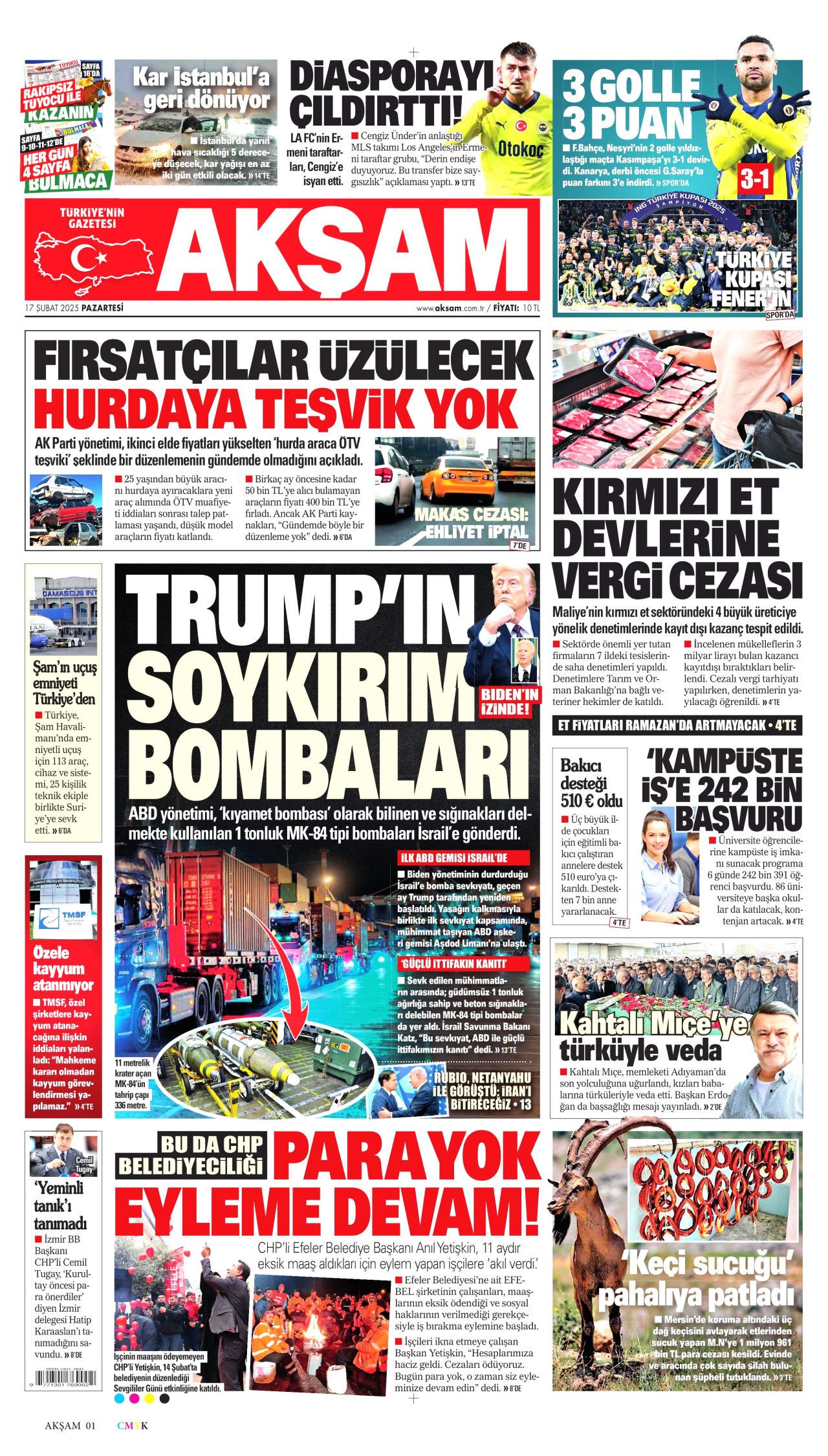 Okul zammı faiziyle iade edilecek! Emsal niteliğinde karar... Veliler bu habere dikkat! 17 Şubat Pazartesi gazete manşetleri... 10