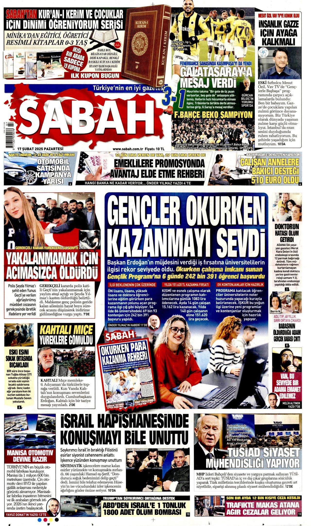 Okul zammı faiziyle iade edilecek! Emsal niteliğinde karar... Veliler bu habere dikkat! 17 Şubat Pazartesi gazete manşetleri... 2